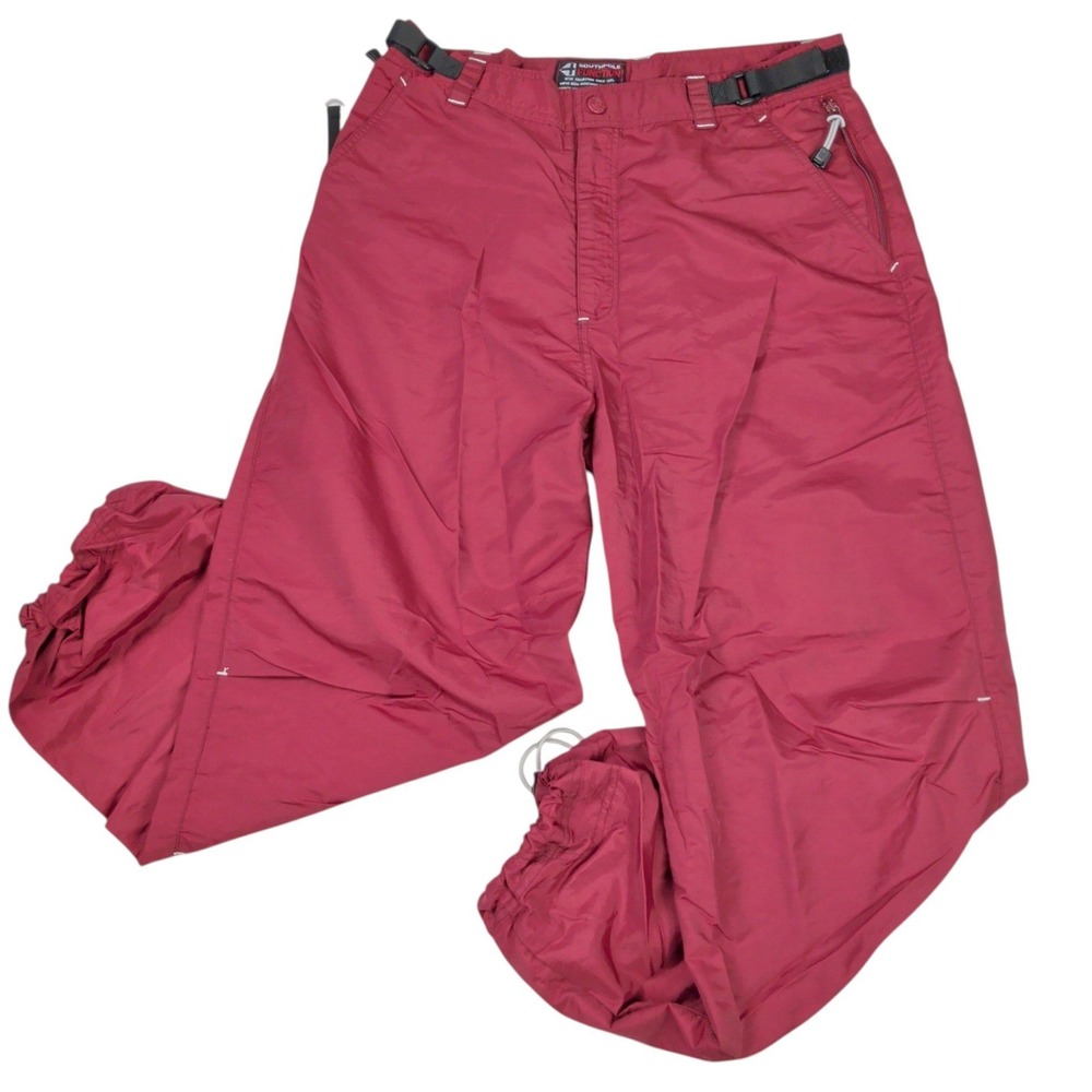 Southpole Function SP2K Parachute Pants Burgundy Baggy Techwear Windbreaker